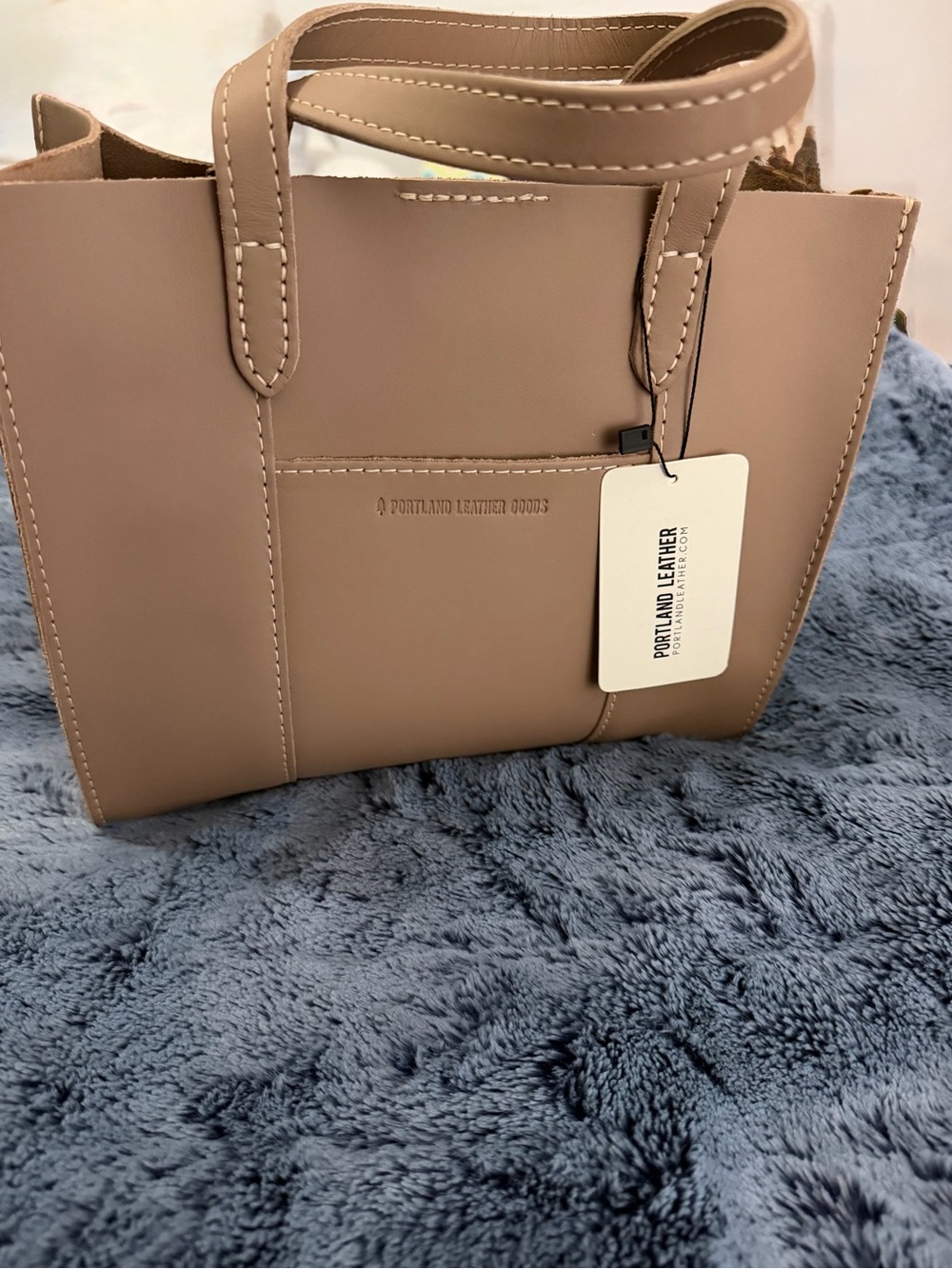 Portland Leather Taupe Structured Tote